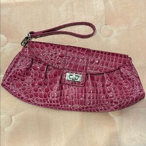 NewYork&Company Pink Croc-Embossed Wristlet